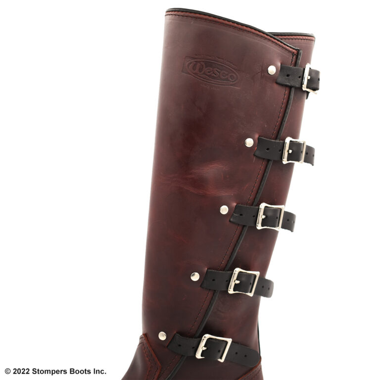 Wesco 16 Inch Athena Boot Burgundy Black Women's 5.5 EE Detail 2