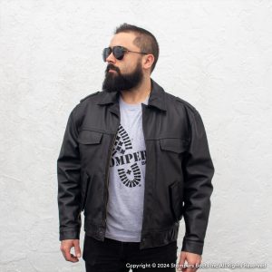 Pax Protect Black Leather Bomber Jacket