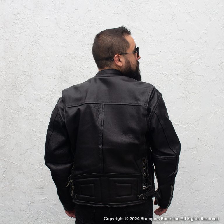 Unbranded Black Leather Cafe Style Jacket Back