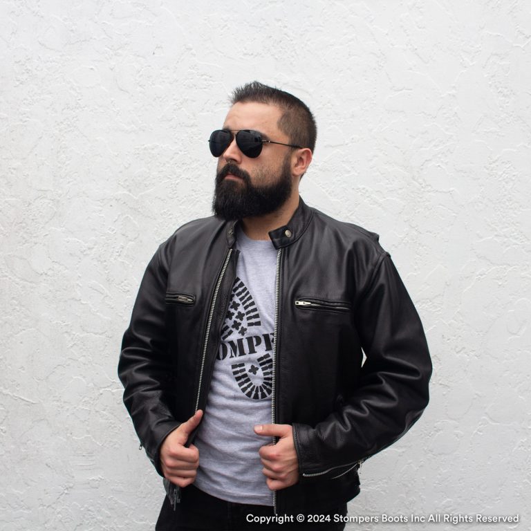Unbranded Black Leather Cafe Style Jacket Front