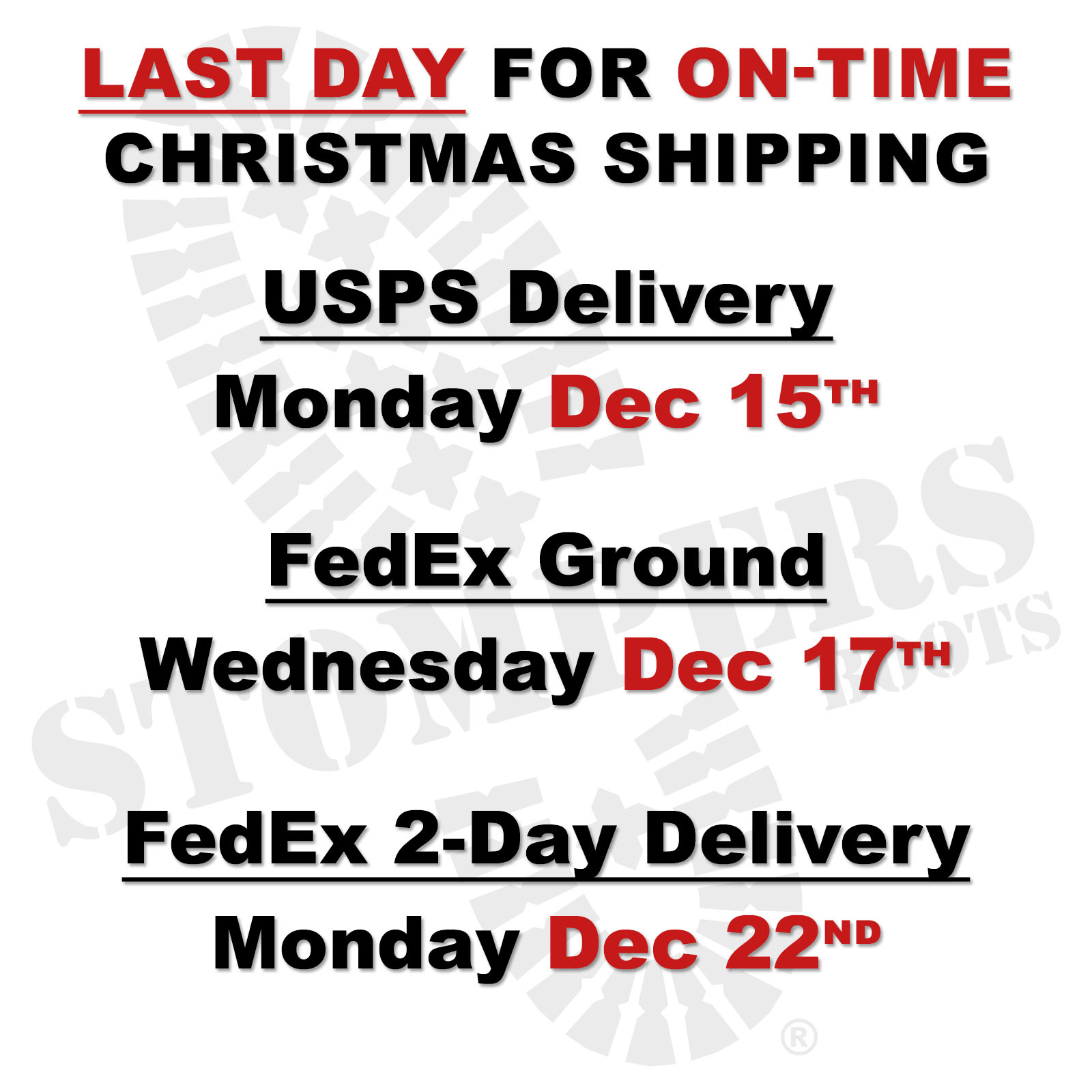Holiday Shipping Info White
