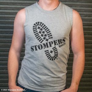Stompers Logo Muscle Grey Front