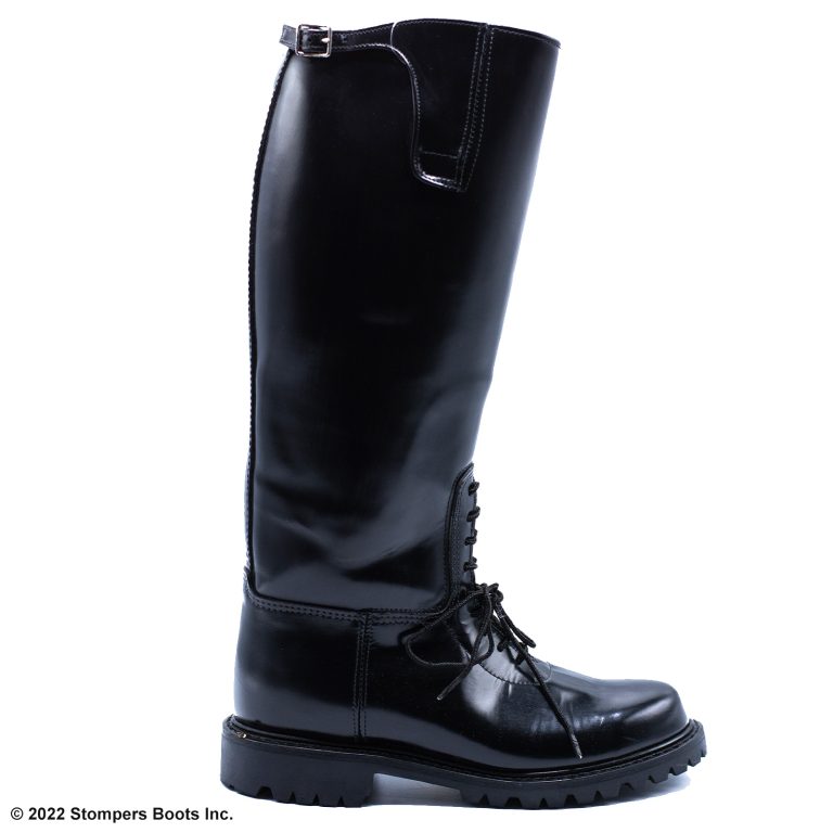 All American 16 Inch Bal Laced Motor Patrol Lug Sole Buckle Top Black Lateral