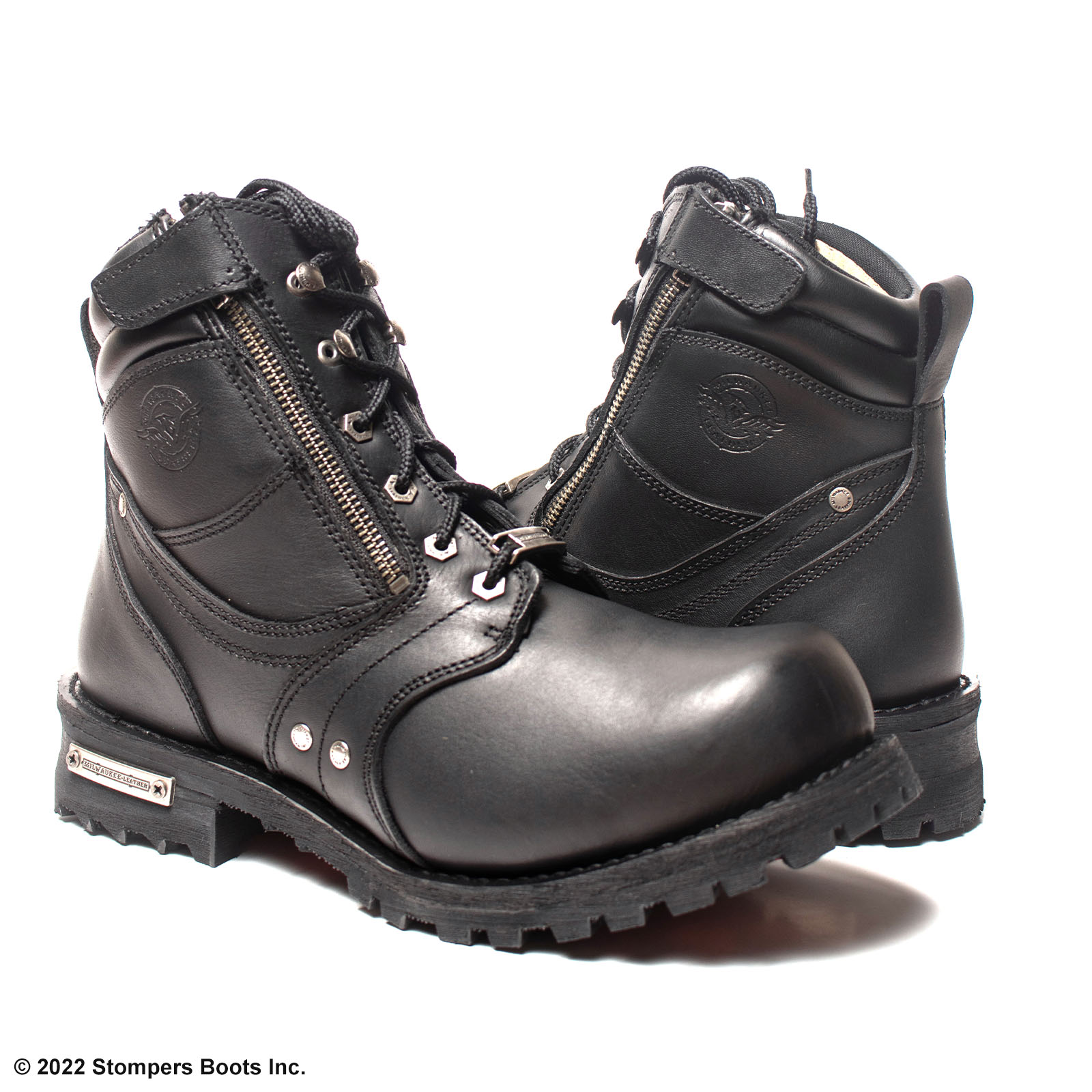 Leather boots with side on sale zipper