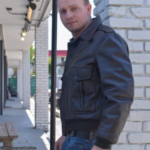 Golden Fleece Brown Bomber Jacket Size 42 Side