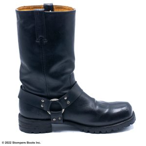 Frye 12 Inch Harness Boots Lug Sole Black Medial Left