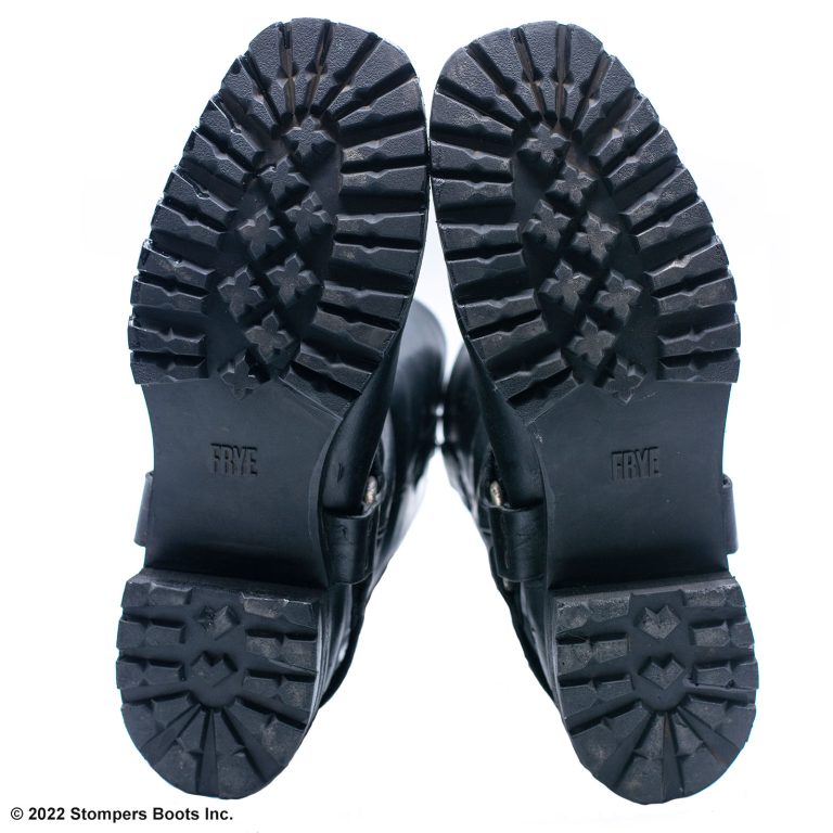 Frye 12 Inch Harness Boots Lug Sole Black Sole