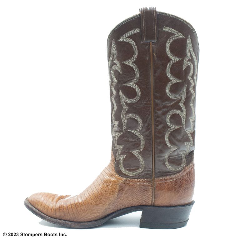 Tony Lama 13 Inch Brown Lizard Cowboy Boots 10 B Lateral Left