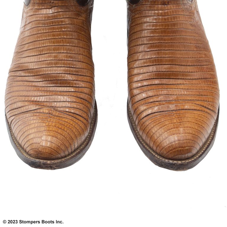 Tony Lama 13 Inch Brown Lizard Cowboy Boots 10 B Top Toe