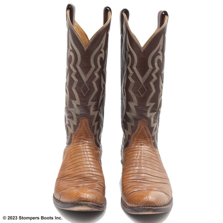 Tony Lama 13 Inch Brown Lizard Cowboy Boots 10 B Toe