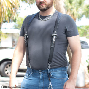 LeatherWerks 3 Way Suspenders Black Front