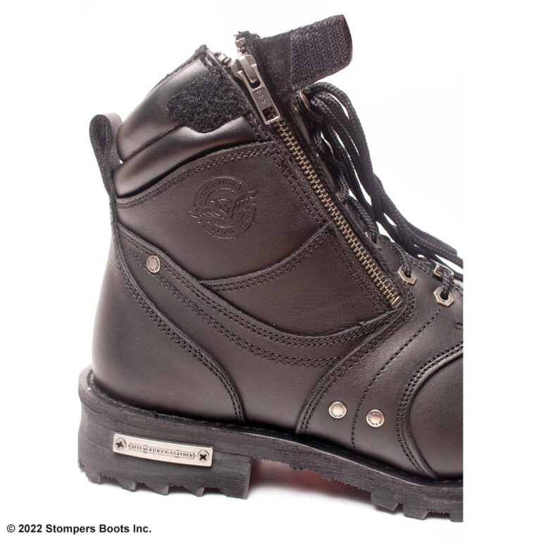 Milwaukee Leather 6 Inch Black Lace Boot with Side Zipper Detail 2