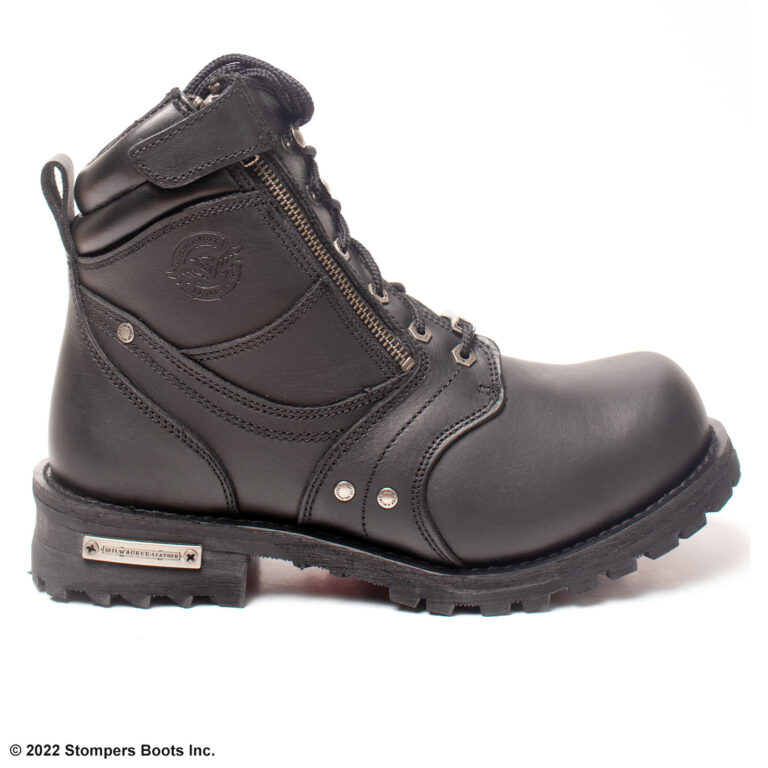 Milwaukee Leather 6 Inch Black Lace Boot with Side Zipper Lateral