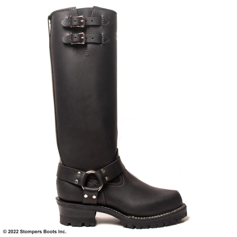 Wesco 16 Inch Harness +1 Calf Two Top Straps Leather Lined Black Lateral