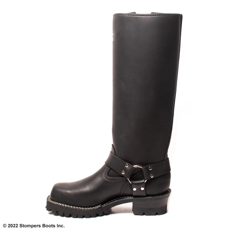 Wesco 16 Inch Harness +1 Calf Two Top Straps Leather Lined Black Medial